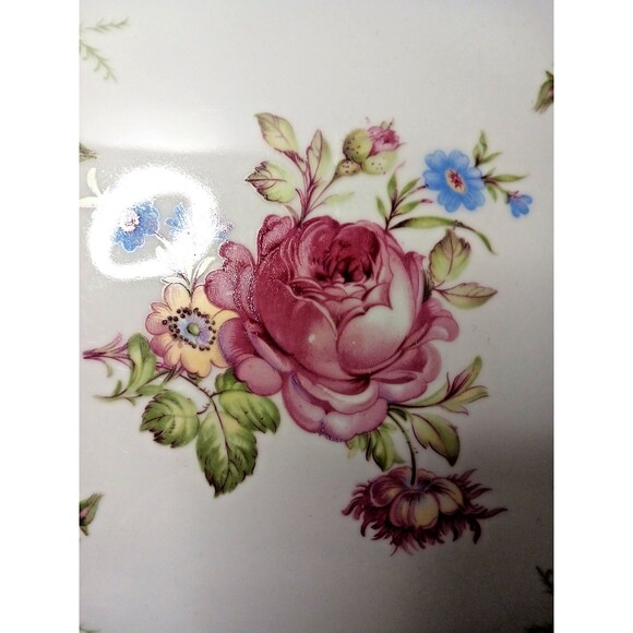 Cico Bavaria German Porcelain Serving Tray with Pink Roses circa 1940s - Picture 2 of 12